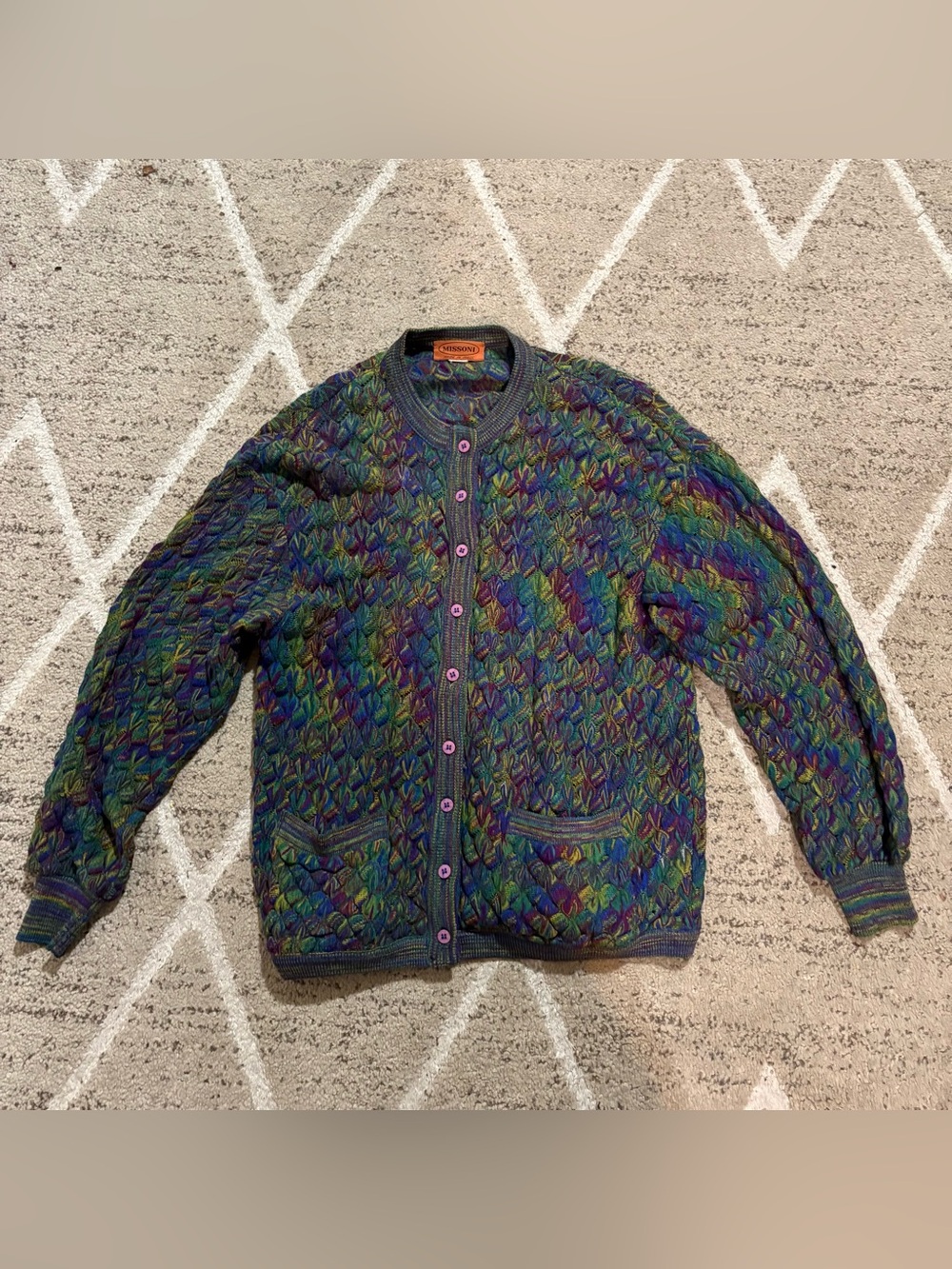 Vintage Missoni Uomo Archival Geometric Knit Cardigan - Made in Italy